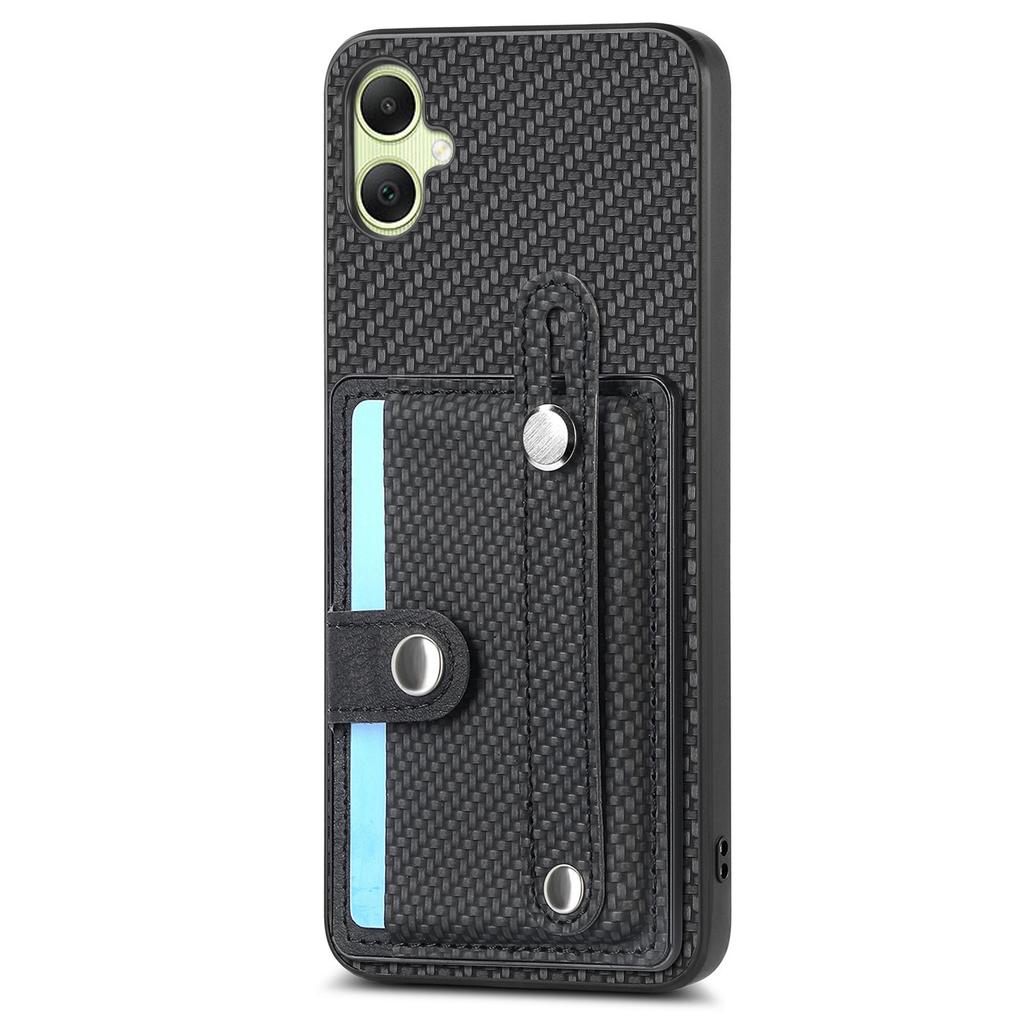 For Samsung Galaxy A05 4G Case Carbon Fiber Texture Leather Phone Back Cover with Card Holder