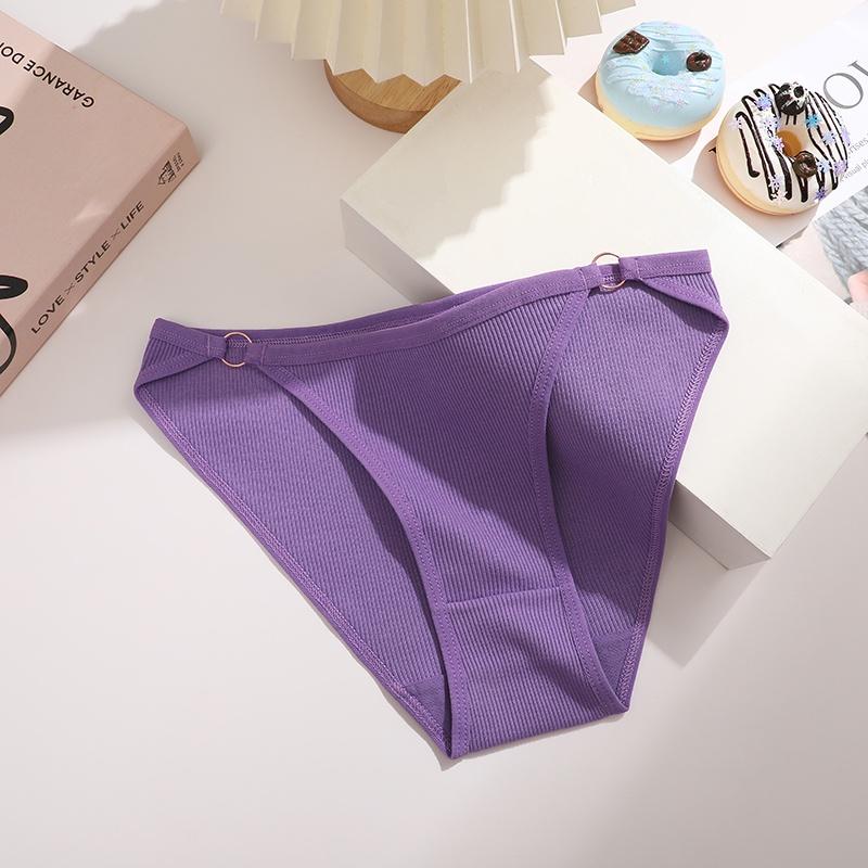 

Хлопковые трусики FINETOO для женщин, дышащее и удобное нижнее белье, однотонное, короткое, с низкой талией, S-XL S фиолетовый