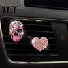 Creative Gifts for Car Owners 2 Pcs Bling Skull Heart Air Vent Clips, Rhinestone Shiny Freshener Clip Dashboard Trim Clip, Funny Head Auto Interior