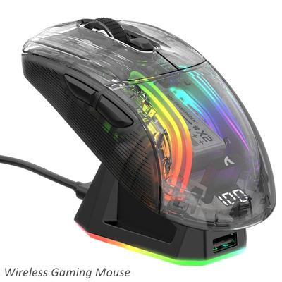 Bezprzewodowa mysz do gier X2 Pro z ładowarką RGB, trzema trybami pracy, 2,4 GHz/Bluetooth/przewodowa, cicha mysz do laptopa PC