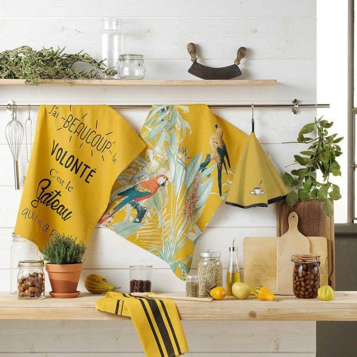 Essuie-Main en Éponge "Tasse" 60cm Jaune