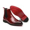 High Top Red Leather Shoes  Pointed Toe Toe Fit Oversized Men'S Boots British Casual Chelsea Boots