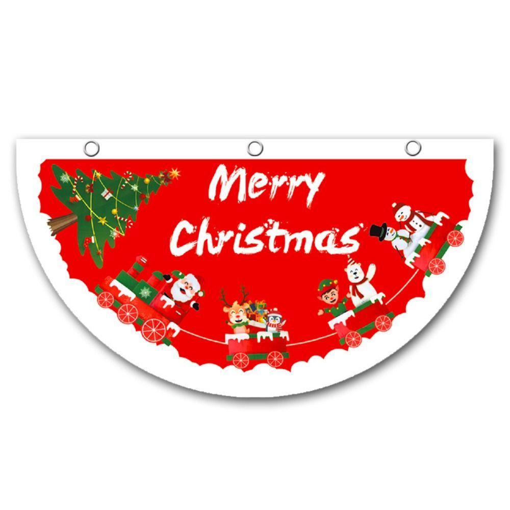 Snowman Christmas Bunting Fan Flag Polyester Christmas Railing Hanging Pendant  Christmas