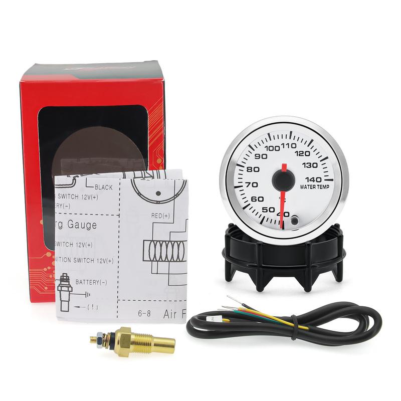 40-140 Celsius Temp Meter 52mm Car Racing Modification Digital Water Temperature Gauge 7 Color Backlight with Sensor