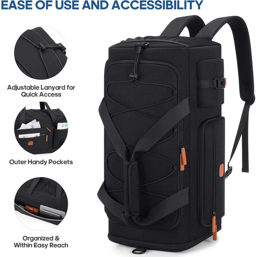 Gym Bag for Men & Women with Shoe & Laptop Compartment, 3-in-1 Sports Travel Duffel, Anti-Theft Carry-On Backpack for Airplane & Workout