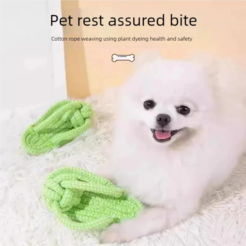 Pet Cotton Rope Slipper Knot Toy For Small Dogs Interactive Chew Toy Dental Clean Teeth Grind Tartar Control Non Toxic Dog Toys
