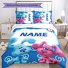 3pcs Pistas Da Blue Blue’s Clues1 Cover Set - Personalized Name, HD Printed Bedding with 1 Cover and 2 Pillowcases - Perfect for Home Decor, Eas