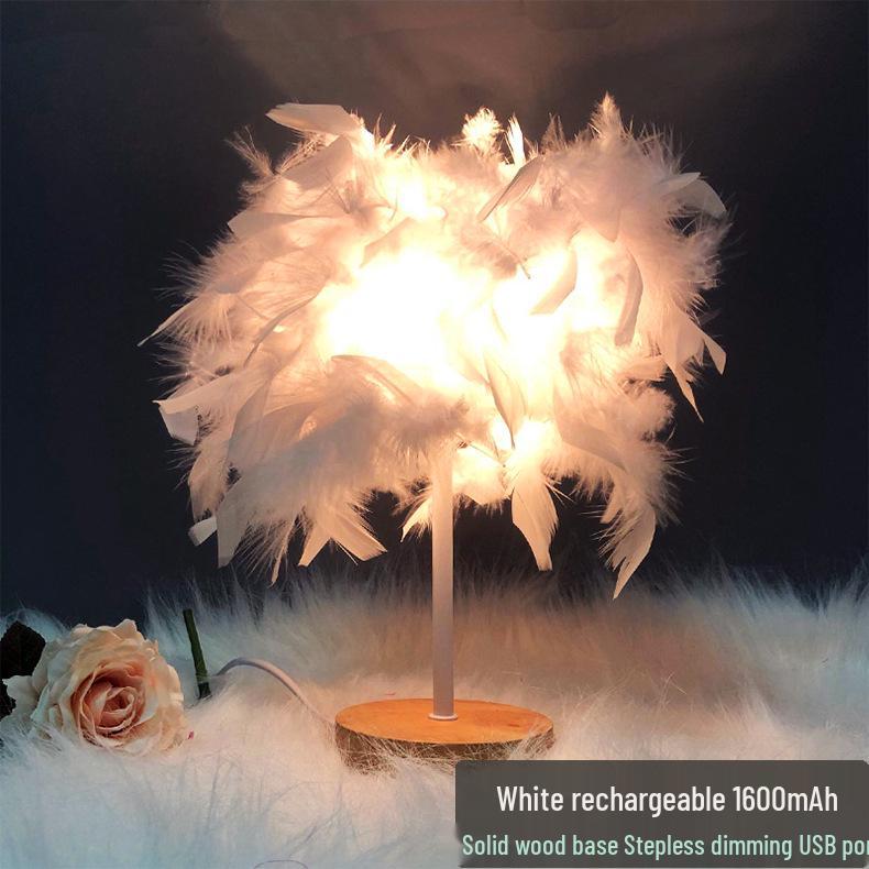 Nordic Luxury Feather Table Lamp - Elegant Bedroom Bedside Light, Creative Gift, Night Light Décor.