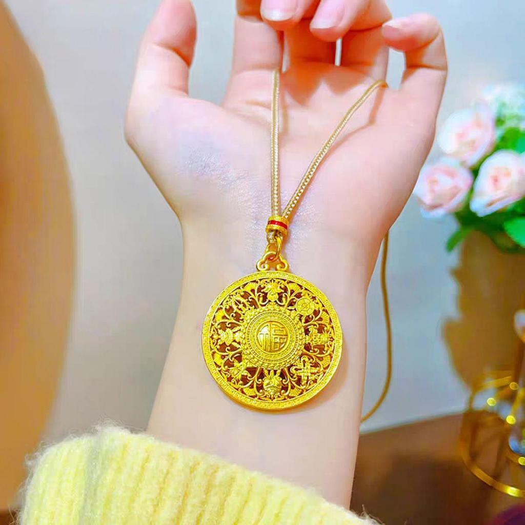 Vietnam Sand Gold Eight Treasures Compass Pendant Sweater Chain for Men and Women.
