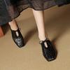 Fashion 2025 New Summer Women Mules Genuine Leather Women Shoes Square Toe Chunky Heel Shoes Cover Toe Slingback Sandals Slippers
