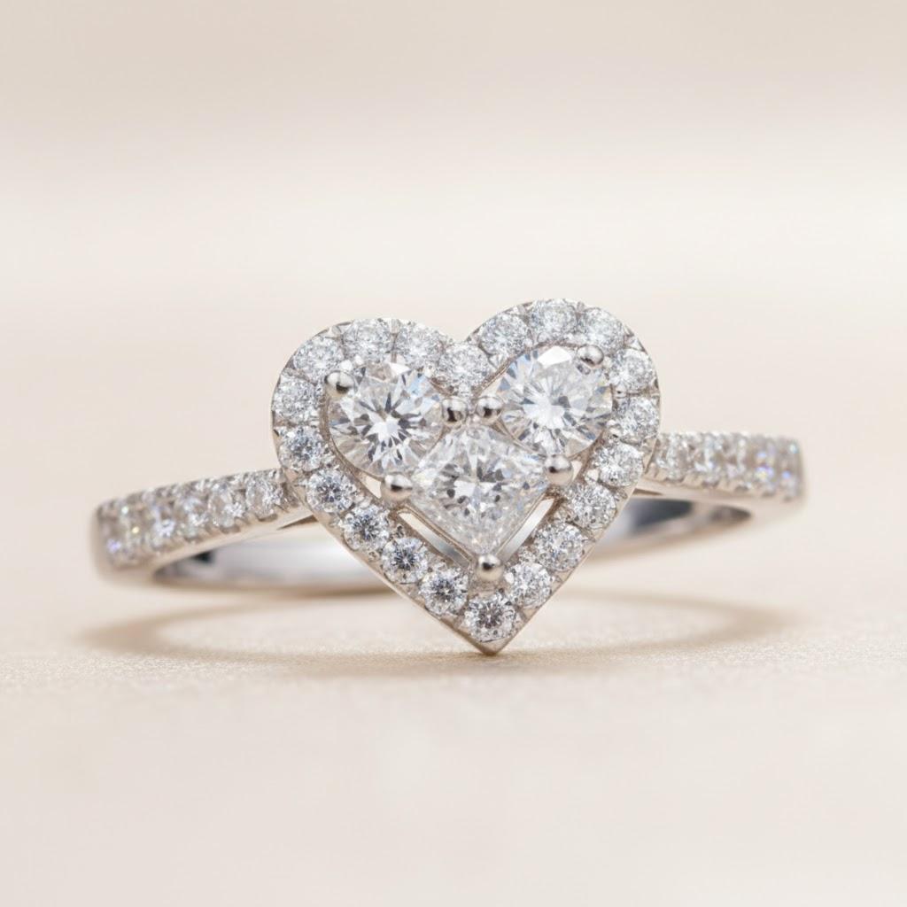 Elegant Crystal Heart Wedding Ring Silver Zircon Engagement Ring Luxury Jewelry Gift for Women