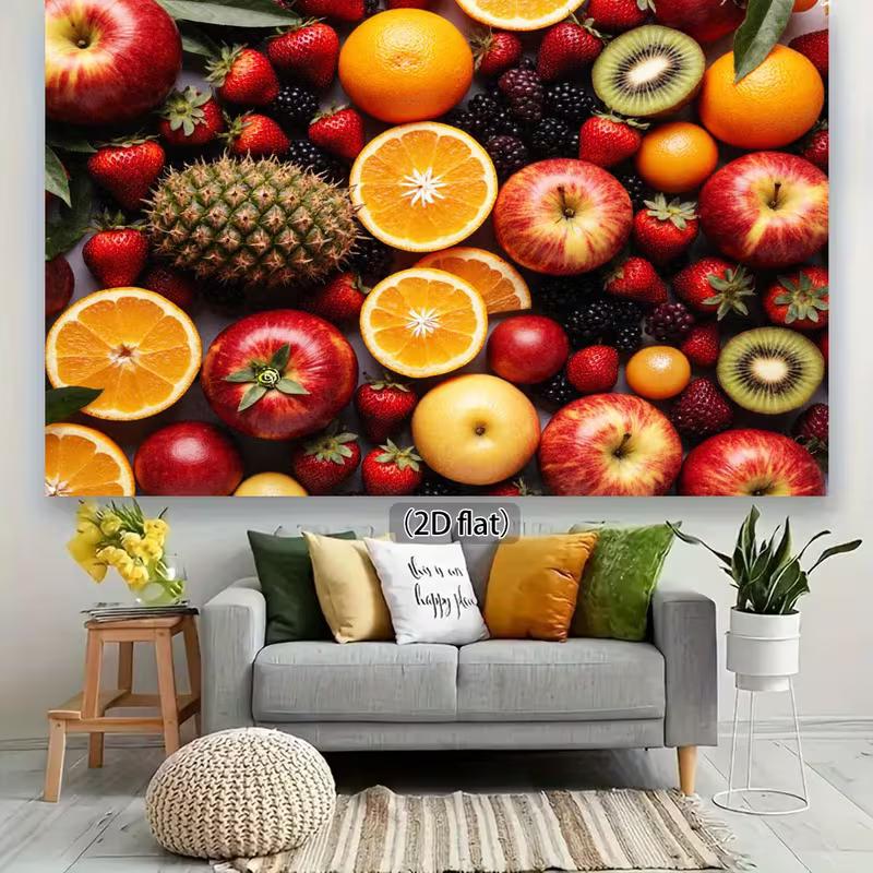 2D Flat Colorful Fruit Backdrop Summer Healthy Food Background Cloth