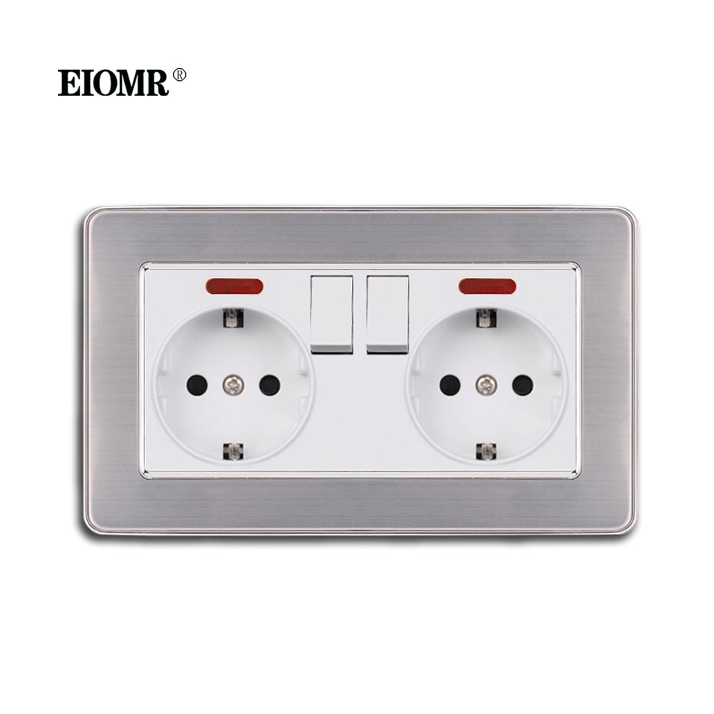 EIOMR EU European Standard Wall Mounted Power Socket Flame Retardant PC Panel with USB 5V 2A and Type C Power Plug Home Socket