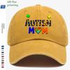 pc Autism Themed Puzzle Print Baseball Cap Colorful Puzzle Letters AUTISM with Heart Puzzle And MOM Lettering MotherS Da