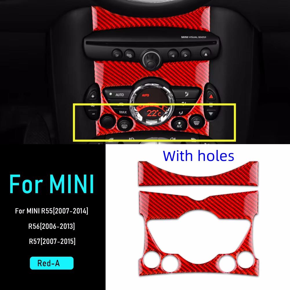 Kohlefaser Autoaufkleber Innenausstattung Mittelkonsole Knopfleiste Abdeckung Aufkleber Zubehör Für Mini Cooper Clubman R55 R56 R57