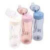 580Ml Portable Leak-Proof Sport Tea Coffee Cup Plastic Water Bottle With Straw For Drinkware Kids Water Bottle For School