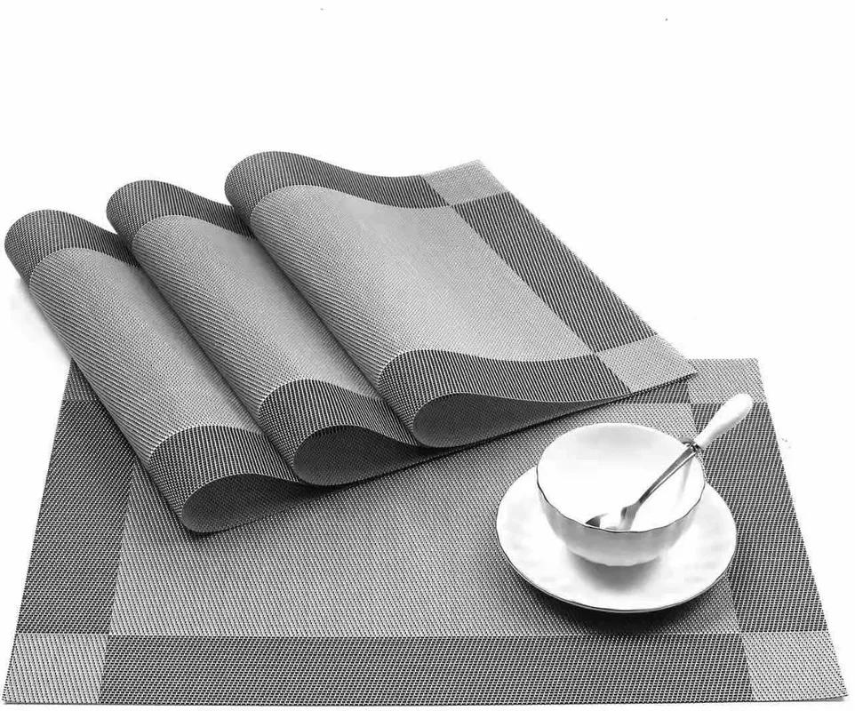 Set of 2 / 1pc PVC Washable Placemats for Dining Table Mat Non-slip Placemat Set In Kitchen Accessories Cup Coaster Wine Pad