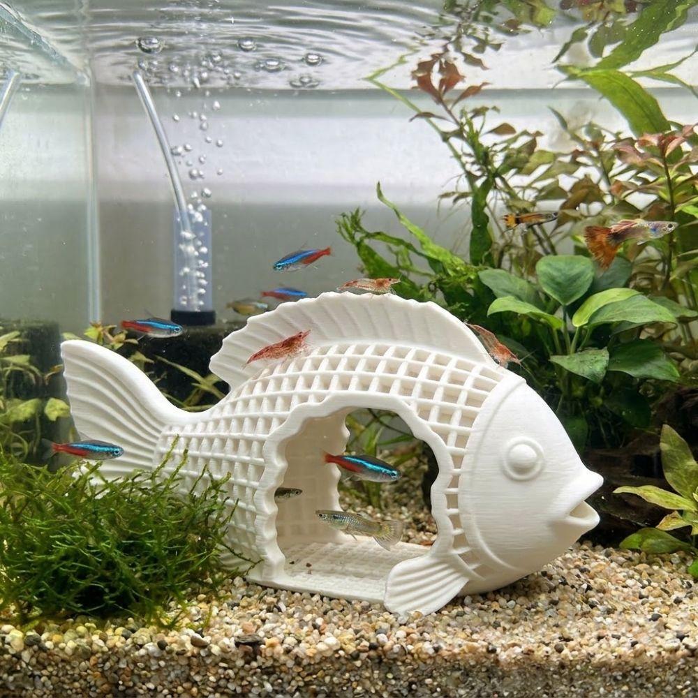 Non-Toxic Fish Shrimp Shelter Plastic Reptile Habitat Underwater Hiding House Office Decor