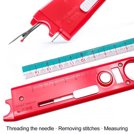 1/2Pcs 4-In-1 Sewing Threader Tool with Seam Remover, Magnifying Glass, Magnetic Seam Guide, Needle Threading Helper Tools, Sewing Accessory