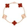 Pulsera de Trébol de Cuatro Hojas de Lujo y Sofisticación para Mujer Hecha de Ágata y Nácar