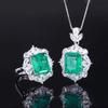European and American retro simulation emerald pendant ring hand-set diamond women's main stone 12 * 14