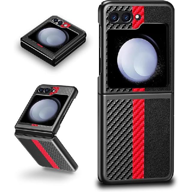 for Samsung Galaxy Z Flip 6 Case, Silky Touch Back Carbon Fiber Leather Cover for Samsung Flip 6, Ultra-Thin Shockproof Scratch-Resistant Protective