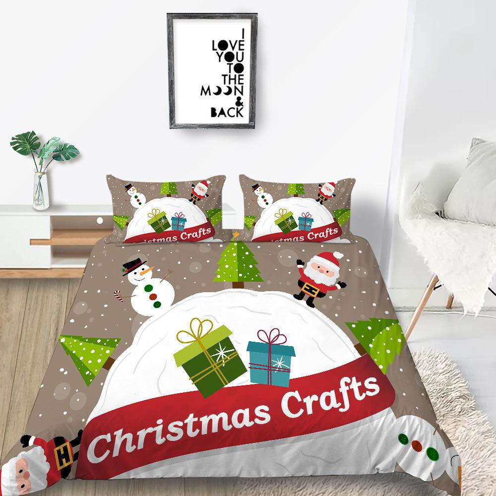 Christmas Gift Quilt Cover Pillowcase Two Or Three Piece Set 3D Digital Printing Polyester