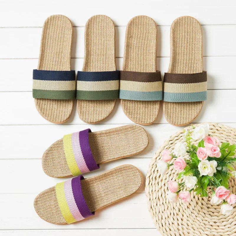 Summer Linen Women'S Slippers Flat Sandals Home Color EVA Lightweight Shoes For Women Casual Slippers 2025
