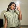 Женская однотонная короткая жилетка-куртка с воротником-стойкой на осень и зиму, свободного кроя, ветрозащитная, теплая, без рукавов