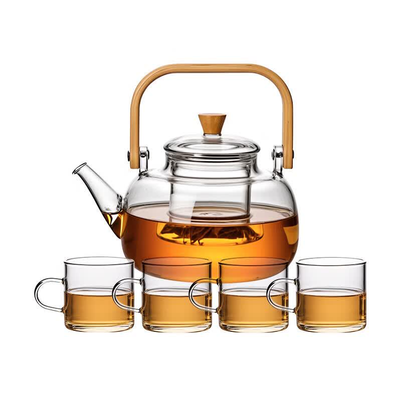 CLITON Heat-Resistant Glass Coffee & Tea Set with 4 Cups