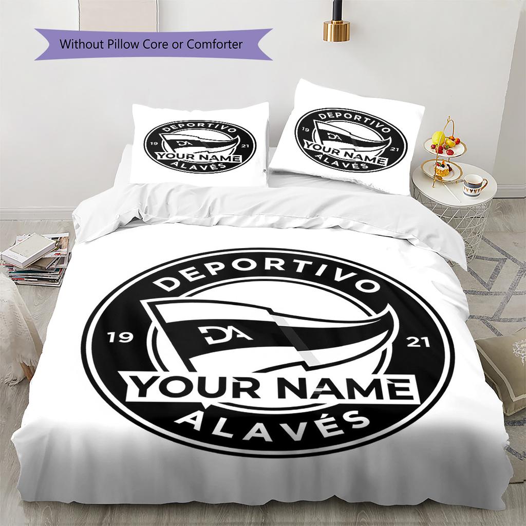 Deportivo Alaves Crest Custom Name Pattern Bedding Quilt Set Quilt Cover Pillowcase Home Birthday Gift(1 * duvet cover + 2 * pillowcase, without core)