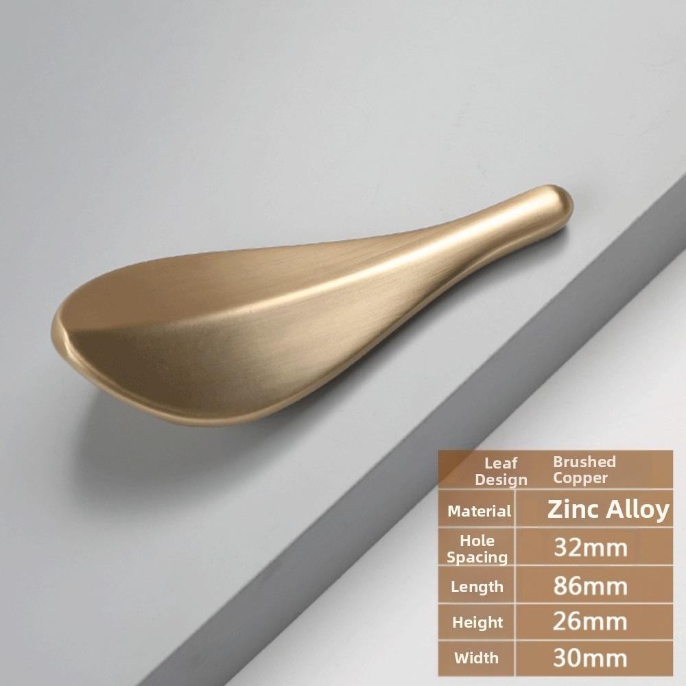 Golden Leaf Design Drawer Pull Handle Loquat Leaf Shape Wardrobe Knob Handle Cabinet Door