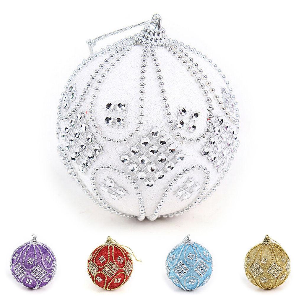 Christmas Rhinestone Glitter Baubles Balls Xmas Tree Ornament Decoration 8cm Hot