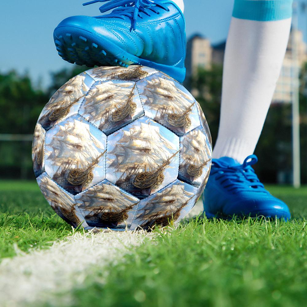 sailboat Theme Size 5 Soccer Ball, Suitable for Both Indoor and Outdoor Matches, a Gift Suitable for Everyone.