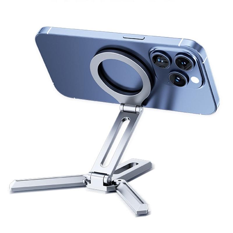 Travel Phone Holder Tripod Magnetic Phone Mount Portable Aluminum Clip  for Handfree Viewing Live Streaming