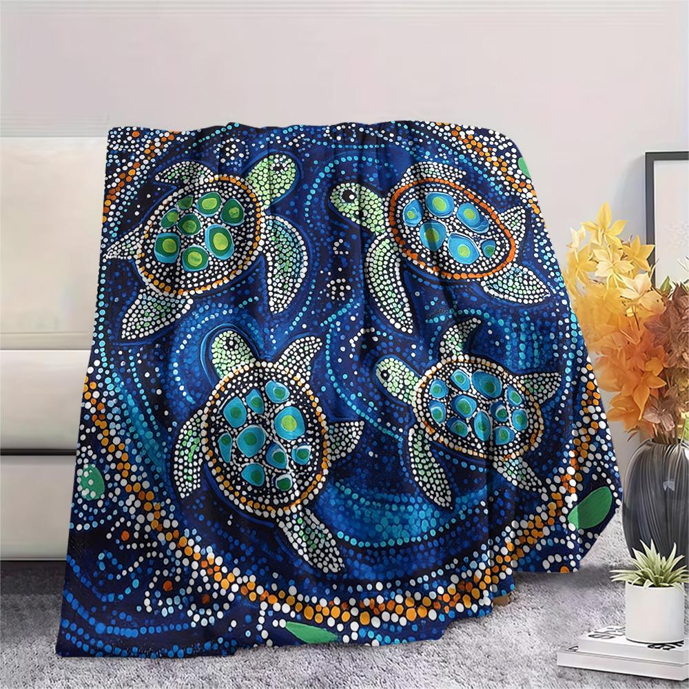 Tortoise Print Flannel Blanket, High quality Comfortable for All Seasons, Home Decor, Warmth and Comfort, Perfect for Christmas Gifts