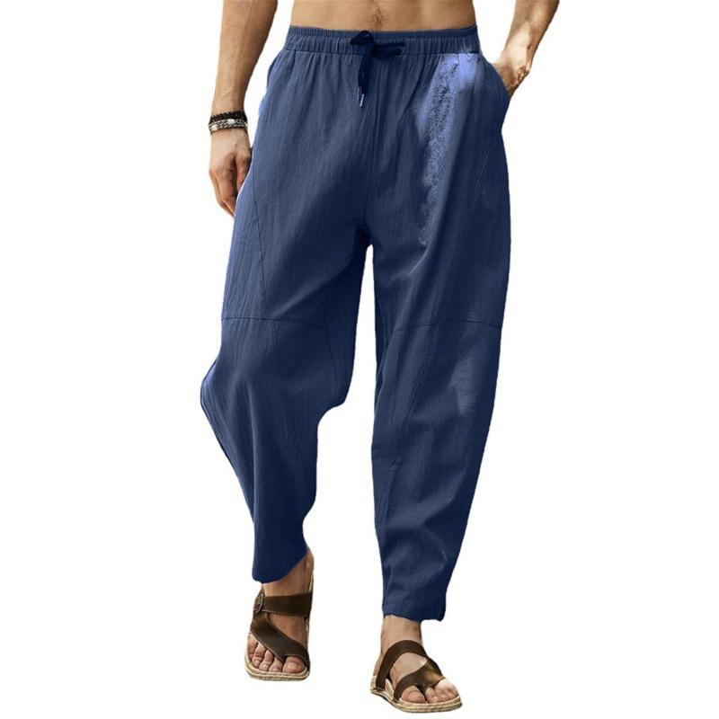 Men's Large Size Loose Casual Sweatpants Cotton and Linen Drawstring Hip Hop Lantern Pants Men's