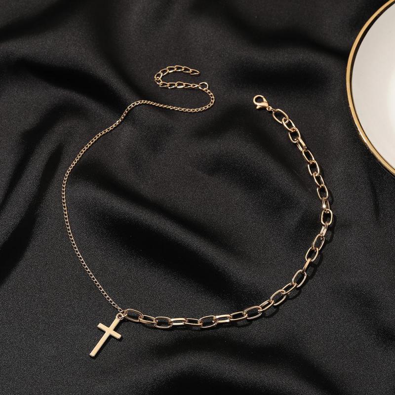 Stainless Steel Cross Gold Silver Necklace For Women Men Exquisite Chain Necklaces Jewelry Birthday Present