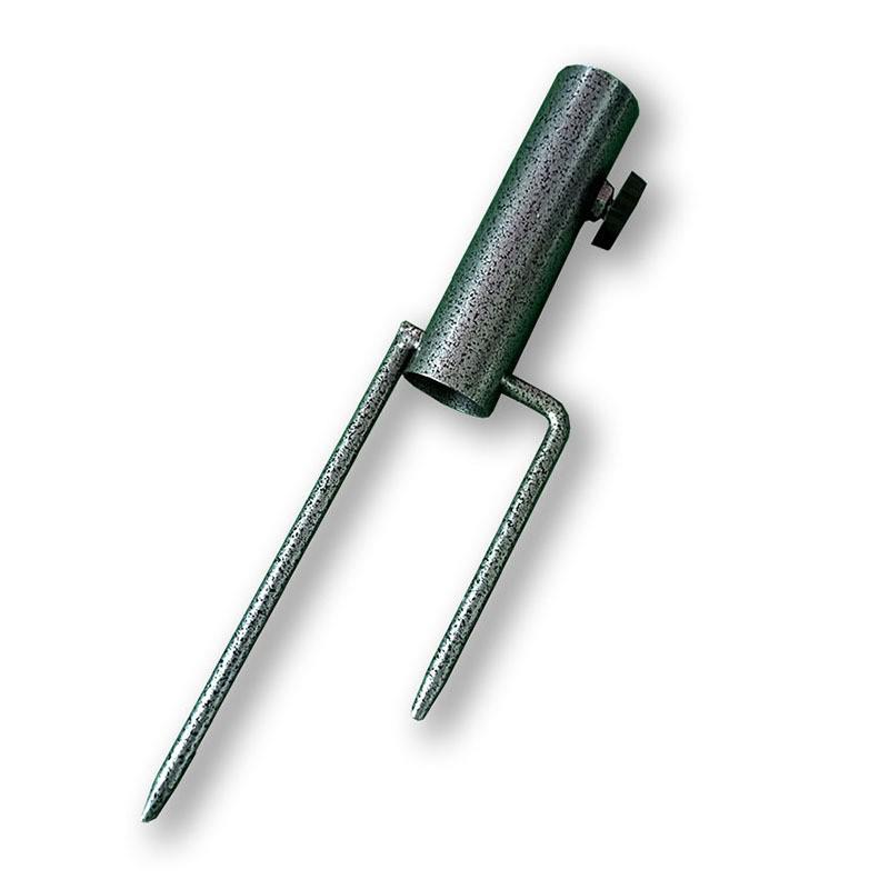 Black King Kong Two-Pronged Ground Spike for Sun, Beach, Fishing, and Patio Umbrellas