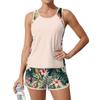 Tankini Swimsuit for Women Plus Size Two Piece Bathing Suit Breathable Athletic Swimwear Tank Top and Shorts Set