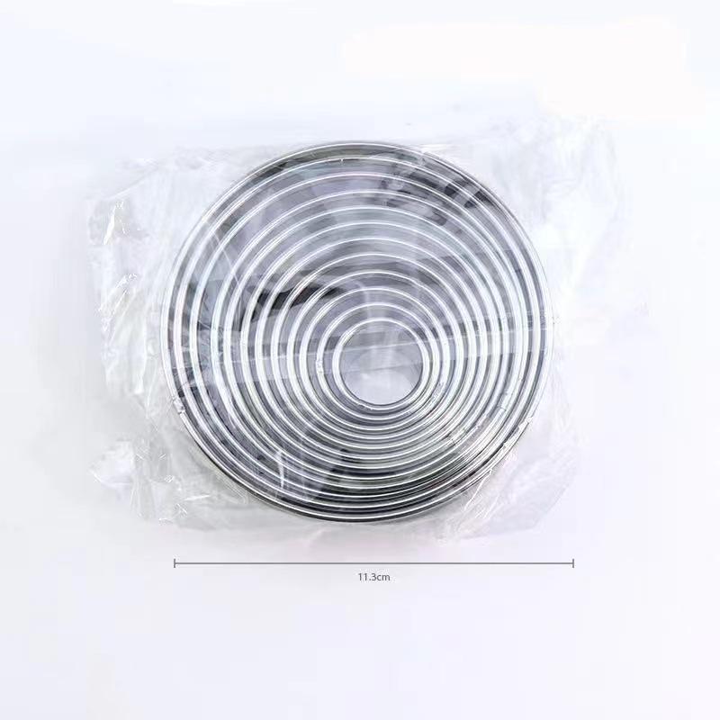 12-Piece Stainless Steel Cake and Mousse Ring Mold Set for Baking and Dumplings