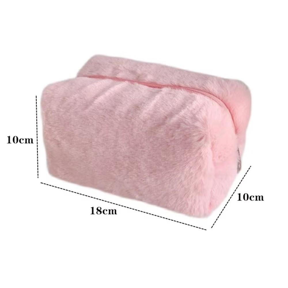 Cute Large Capacity Velvet Makeup Bag Soft Fur Puffy Travel Toiletry Bag Portable Cosmetics Pouch Women Girls