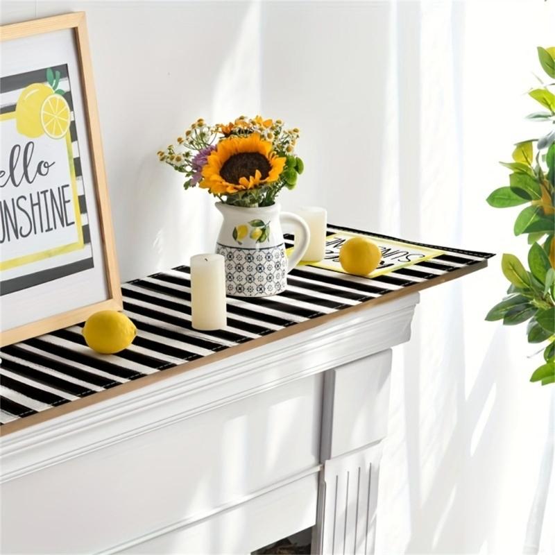 Elegant Table Runner Table Cloth Striped Lemon Table Decors for Kitchen Lemon Theme Tablecloth Perfect for Party