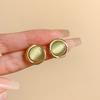 New Silver Needle Green Opal Stud Earrings for Women, Mori Simple and Versatile Earrings and Earrings.