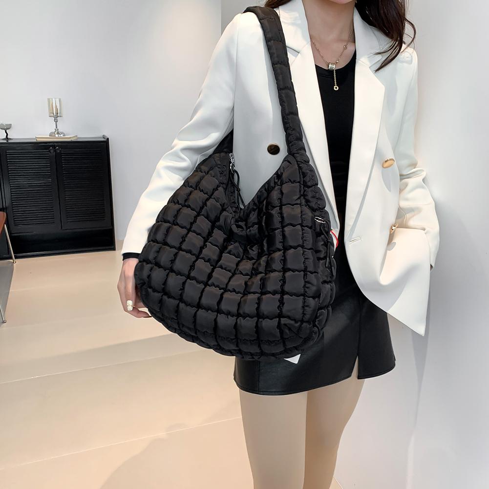 Women Cloud Hobo Bag Large Capacity Quilted Stylish Commuting Bags Solid Color Casual Satchel Bag Puffer Shoulder Bags