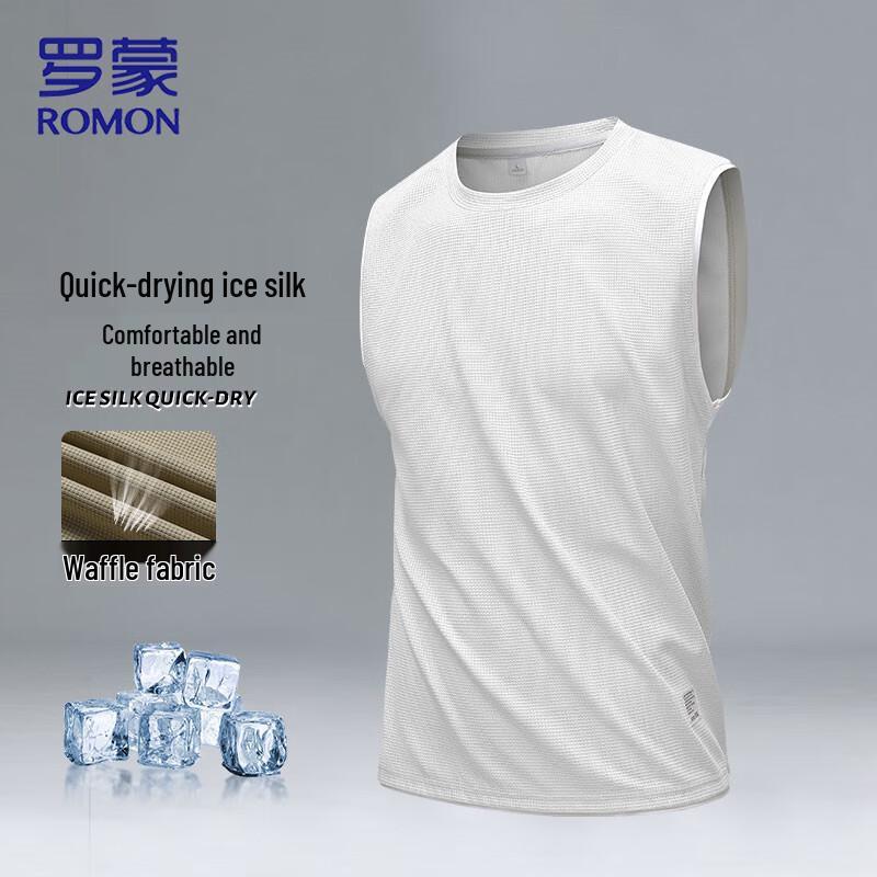 ROMON Men s Waffle Knit Ice Silk Quick-Dry Tank Top M