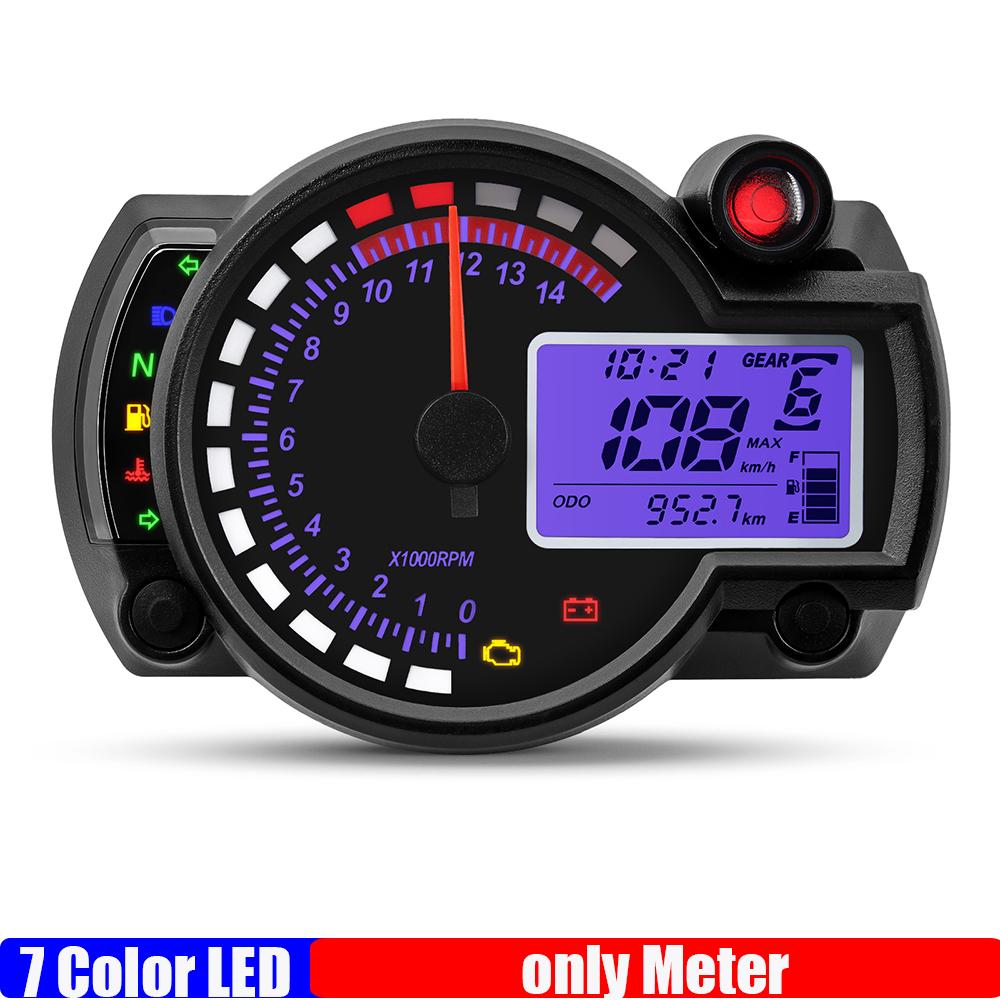 

Универсальный ЖК-цифровой мотоциклетный одометр RX2N Спидометр Измерительный прибор Регулируемый МАКС. 299 км/ч 7 цветов Приборная панель для мотоцикла