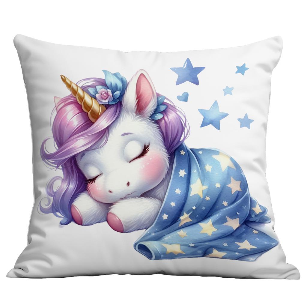 New Short Plush Pillow Cover Cute Cartoon Unicorn Printed Pillow Cover Sofa Cushion Pillow Cover Premium Durable