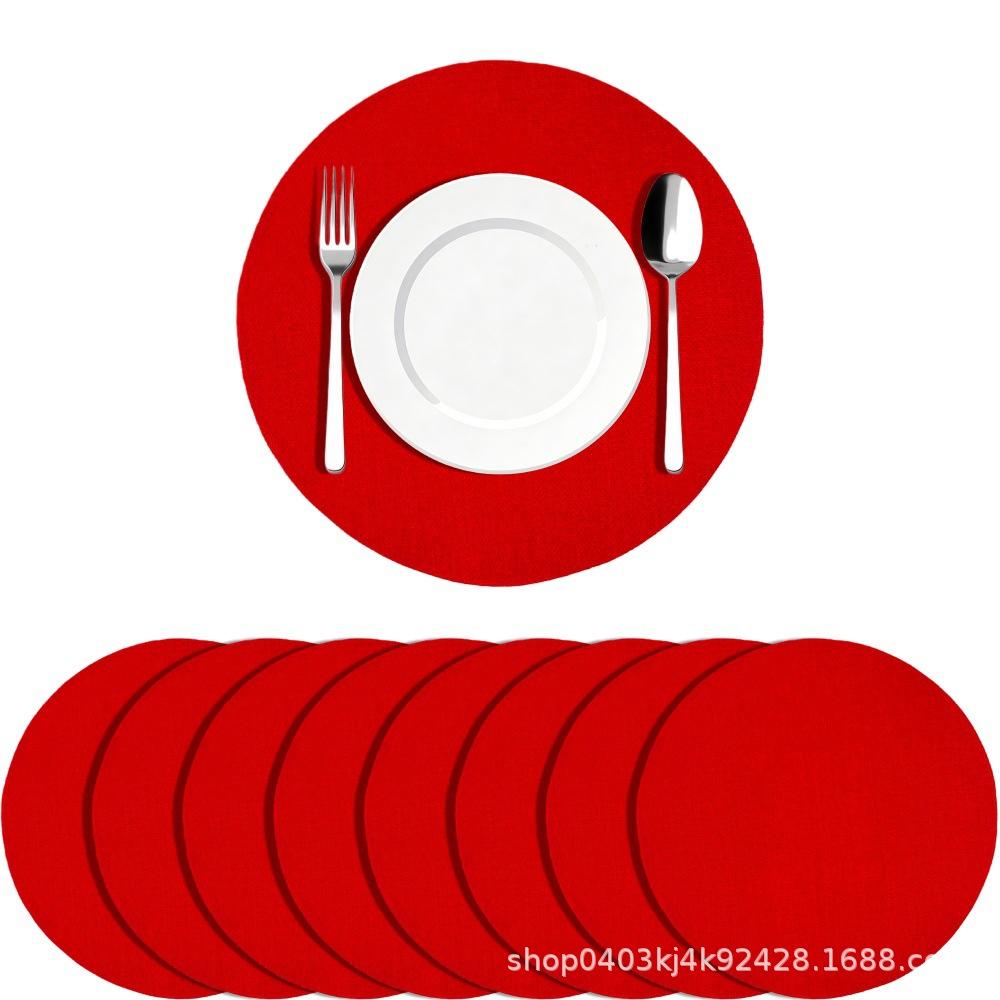 Ethnic Nordic Style Christmas Round Linen Placemat Teacup Tableware 33x33 cm