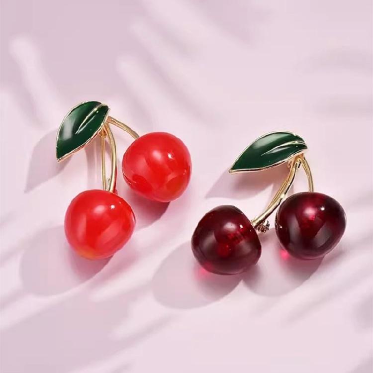 Alloy Cherry Brooch Cherry Corsage Pin Unique Plant Brooch for Those Who Love Unique and Eye Catching Accessories